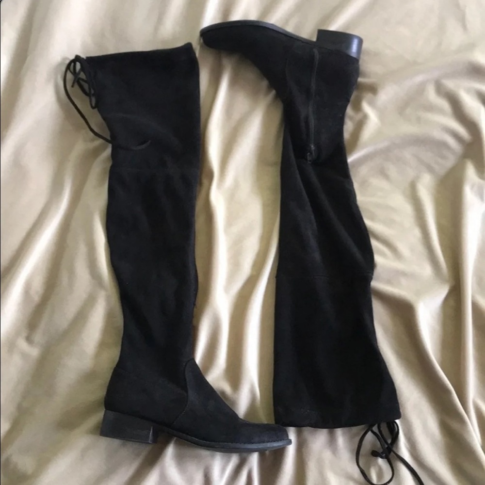 Suede black over the knee boots